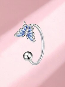 1 件时尚不锈钢 C 形穿孔唇鼻环，花卉、星星、猫形唇环首饰，适合日常佩戴 - 銀色 - 查看 17