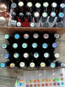 2/5 件/套 1-100/1-500 连续数字贴纸，美甲指甲油凝胶样品纸标签，指甲油瓶标签贴纸，圆形激光防水代码相册标签（0.4 英寸） - 彩色 - 查看 7
