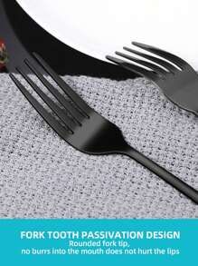 6pcs Black Stainless Steel Forks - Suited For Home And Western-Style Restaurants (Fruit Fork, Steak Fork)Christmas Gift,School Supplies - 1010 Fork Set - View 3