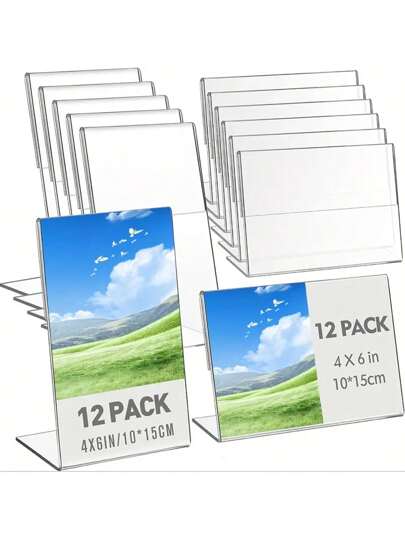 6pcs Elegant Acrylic Photo And Award Display Frames - Fashionable Vertical Tabletop Decor, Suitable For Home And Office Gifts Birthday Graduation