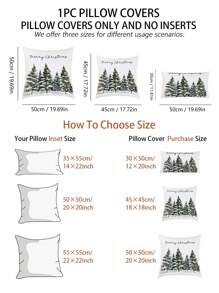 1 件雪景松树图案抱枕套，现代布艺毛绒印花靠垫套，适用于沙发客厅装饰，无枕芯圣诞节圣诞装饰圣诞装饰品圣诞装饰 - 彩色 - 查看 4