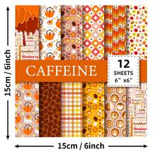 12 张秋季剪贴簿纸，6x6 英寸秋季图案纸秋叶南瓜格子工艺纸单面折纸纸用于感恩节卡片制作剪贴簿，适合青少年成人 - 彩色 - 查看 3