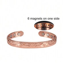 Juego de joyería magnética de cobre puro- Pulsera y anillo ajustables con flor brillante- Salud y energía, artritis, San Valentín, mamá, madre, regalo del Día de la Madre