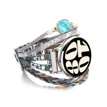 Dây đeo đồng hồ đính hạt 20mm tương thích với Samsung Galaxy Watch 4/5 Band/Active 2 Band 40mm 44mm/Galaxy Watch 5 Pro Band/Watch 3 41mm/Watch 4 Classic 42mm 46mm, Dây đeo đồng hồ Boho Dây đeo đồng hồ thông minh cho nam nữ - màu đen - Xem 2