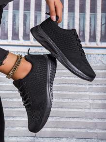 Zapatillas deportivas ligeras y transpirables de malla de punto con cordones, de ajuste amplio para mujer, 2024. Zapatos deportivos para correr, caminar, atletismo y campamento, unisex