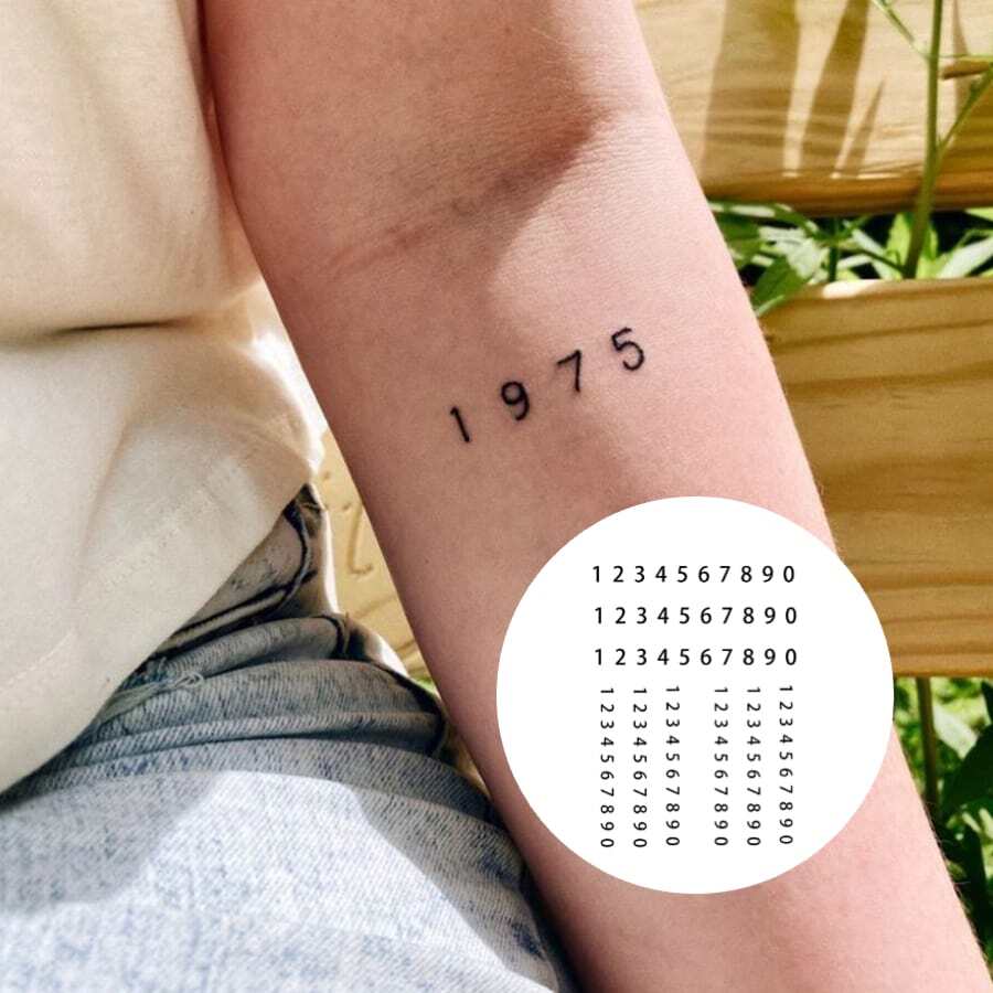 1 Kit Revolutionary Technology Tattoos, Semi-Permanent Tattoos, DIY Numbers, Year, Date Temporary Tattoos, Fake Tattoos, Water-Resistant, Authentic Tattoo Look, Plant-Based, Tattoo, X063