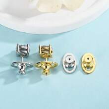 Earring Lifter Backs, Button Pierced Earring Backs For Droopy Ears Large Locking Earring Support Backings Replacements For Heavy Earrings Flat Earring Backers For Studs