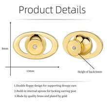 Earring Lifter Backs, Button Pierced Earring Backs For Droopy Ears Large Locking Earring Support Backings Replacements For Heavy Earrings Flat Earring Backers For Studs