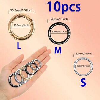 10pcs Spring O-Ring Alloy Buckle, Portable Hook Clip Key Ring DIY Accessory For Keychains, Bags, Wallets, Handbags, And Pet Leashes Gifts For Women