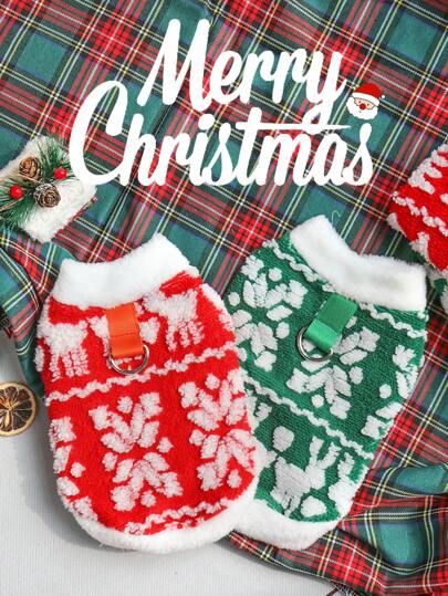 Nuevos artículos de llegada Otoño Invierno Navidad Ropa para mascotas gato perro Sudadera de felpa con gancho para correa para Poodle de taza de té