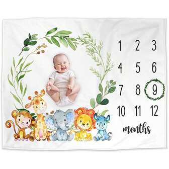 Baby Monthly Milestone Photography Blanket, Flannel Swaddle Quilt, Baby Photography Background Mat Baby Shower Family Decorations Gifts Baby Shower Easter Gifts Things For Girls/Boys