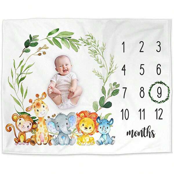 Coperta fotografica per tappe mensili del bambino, copertina in flanella per swaddle, tappetino fotografico per neonati, decorazioni per doccia per bebè e famiglia, regali per doccia per bebè, regali di Pasqua per bebè, accessori per bambine/bambini