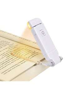 1 pieza Luz de lectura para cuidado de los ojos alimentada por USB, lámpara de lectura plegable con clip y brillo ajustable, para mesita de noche o escritorio - Blanco - Ver 2