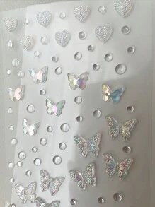 1 pieza de decoración con rhinestone en diseño 3D de mariposa, corazón, pegatina 3D con diseño de rhinestone, perfecta para reuniones, fiestas, actuaciones y otras pegatinas de diamantes faciales