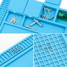Tapete Antiestatico Silicon Área De Trabajo 45 X 30 Cm; Alfombrilla magnética para reparación de trabajo, resistente al calor, gran silicona para soldar y extender el área de trabajo para soldadura, electrónica, reparación de ordenadores, etc; Alfombrilla de soldadura magnética de silicona de alta calidad, resistente al calor  45 X 30 Cm, alfombrilla electrónica para teléfono celular, portátil, computadora, reparación de estaciones de soldadura, color Azul; Anti-Slip Magnetic Insulation 500℃ Heat-Resistant Silicone Work Mat for Soldering, SMD Rework, Mobile Phone, Laptop, Electronics Repair and DIY - Azul - Ver 7
