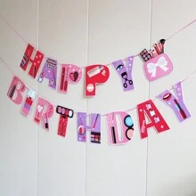 6/10/20/30 pièces Ballons/Banderoles, Fanions, Décorations pour fête de jeunes filles, Enterrement de vie de jeune fille, Anniversaire - Ballons, Pinceaux de maquillage, Miroirs, Rouges à lèvres, Noël