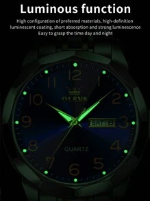 OLEVS. OLEVS Men's Watches Rhombus Mirror Original Quartz Watch For Man Waterproof Luminous Stainless Steel Wristwatch Male Date Week