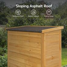 Lofka Outdoor Furniture Outdoor Storage Cabinet, Wooden Garden Herramientas Tools Shed, With 3 Shelves, Double Lockable, Waterproof Roof, Outside Utility Tall Herramientas Tools Organizer, Outside Vertical Tall Herramientas Tools Shed For Yard Garden/Patio/Lawn/Deck - 黃色 - 查看 9