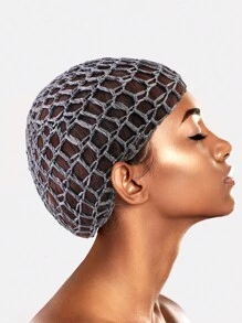 1 件女式手工钩编 Durag 帽子发网头饰，适合日常使用万圣节 - 灰色 - 查看 13