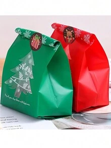 10 túi quà Giáng sinh, túi đựng kẹo, túi đựng sô cô la và bánh quy, túi đựng thực phẩm để trang trí Giáng sinh, đồ dùng cho bữa tiệc, phụ kiện ngày lễ, Giáng sinh - Nhiều màu - Xem 5