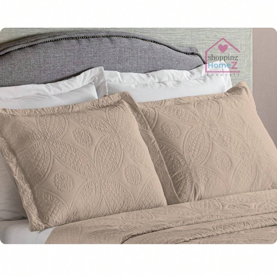 Kit With 2 Alice Quilted Protective Pillowcases - Khaki - View 1