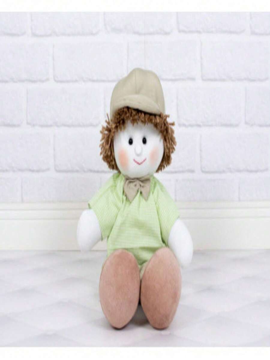 Luiz De Pano Doll With Shorts And Plaid Shirt 15 Cm Sitting/25 Cm Standing - For Decoration - 綠色國際象棋 - 查看 1