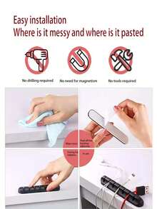 1/2/3/5 cái Bộ sắp xếp dây điện ô tô không cần khoan, Kẹp cáp để bàn, Bộ quấn dây bằng silicon, Kẹp cáp 1357 lỗ, Bộ quấn dây bằng silicon, Giá đỡ dây có độ nhớt cao tự dính, Bộ sắp xếp cáp tai nghe - Nhiều màu - Xem 10