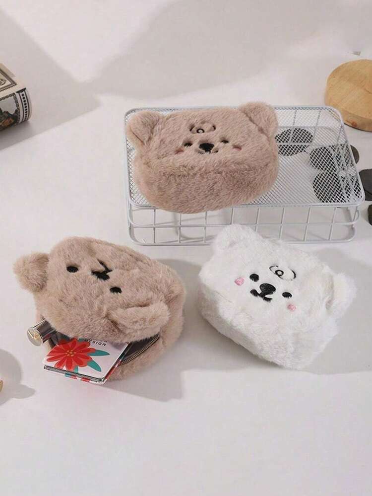 1個 かわいいぬいぐるみのクマの化粧ポーチ、女性や女の子、職場の同僚