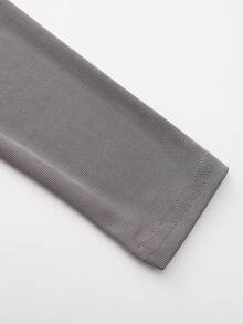 Slim Fit Long Sleeve Top Women's Comfortable Stretchy Base Layer Shirt For Crew - Grey - View 6