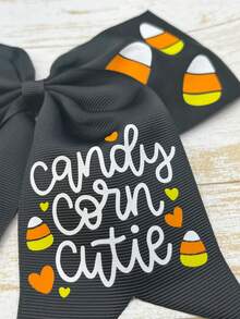 Halloween Corn Candy Hair Bows For Women Girls Grosgrain Ribbon Bow Hair Clips Women Hair Accessories Pumpkin Hair Bows Hair Bows Halloween Party Christmas - Multicolor - View 2