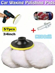 5/7 chiếc/bộ 3/4 inch đánh bóng xe hơi sáp đánh bóng bánh xe đánh bóng bộ dụng cụ đánh bóng xe hơi cho đầu nối khoan M10/M14 chăm sóc sơn xe tạo kiểu xe hơi - Màu be - Xem 1