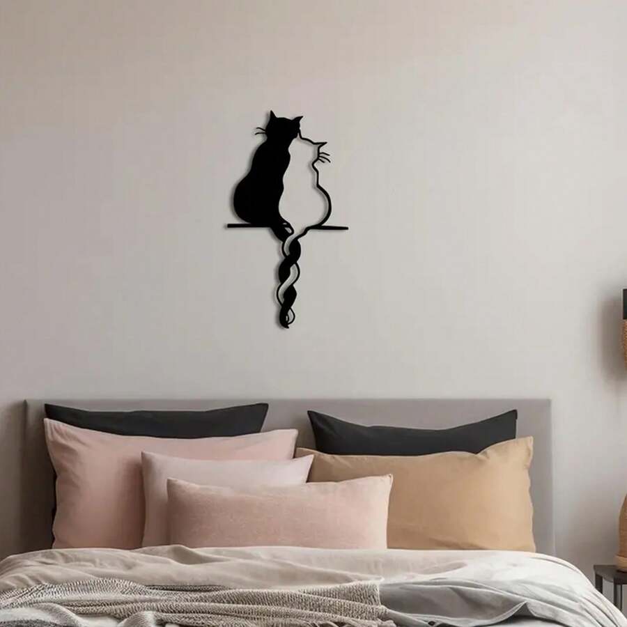 1 Piece Cat Metal Wall Decor, Metal Cat Wall Art, Modern Minimalist