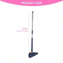 Mop Plano Triangular Autoexprimible Giratorio 360 Mopa limpiadora triangular giratoria 360° con mango largo de acero inoxidable Exprimidor automático de agua - Azul - Ver 6