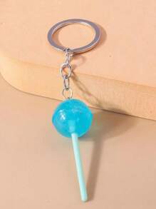 1 Stück Schlüsselanhänger Lolly aus Kunstharz, runder Lolly-förmiger Schlüsselanhänger aus Legierung für Damen, Schlüsselanhänger Lolly aus buntem Kunstharz als simuliertes Essen für DIY Schlüsselringe, Handtaschenanhänger, Schlüsselketten - süß für Schule