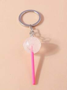 1 Stück Schlüsselanhänger Lolly aus Kunstharz, runder Lolly-förmiger Schlüsselanhänger aus Legierung für Damen, Schlüsselanhänger Lolly aus buntem Kunstharz als simuliertes Essen für DIY Schlüsselringe, Handtaschenanhänger, Schlüsselketten - süß für Schule