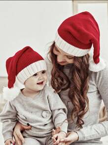 3pcs Family Matching Knitted Christmas Hats, For Christmas, Parties, Daily Wear, Warm