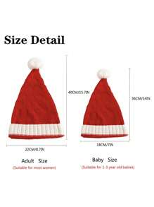3pcs Family Matching Knitted Christmas Hats, For Christmas, Parties, Daily Wear, Warm