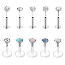 16g 10 Stücke Knorpel Ohrringe ohne Gewinde zum Einsetzen für Helix, Conch, Tragus Piercing, Flachkopf Ohrringe ohne Gewinde, Plastiklabret Schmuck für Lippenpiercing, 6mm 8mm 10mm Medusa Piercing Schmuck