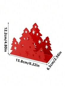 1pc Stainless Steel Christmas Tree Napkin Holder, Creative Christmas Tree Napkin Dispenser For Hotel Restaurant Tabletop, Silver/Red/Green/Gold - Multicolor - View 3