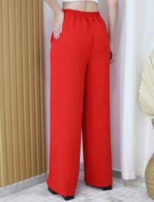 Duna Pantalona Crepe Trousers - Red - View 2