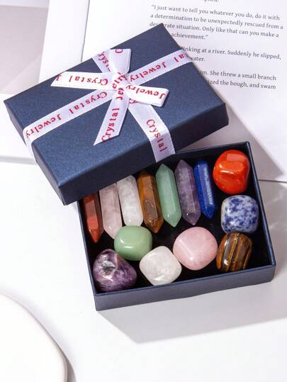 7pcs/14pcs Pointed Quartz Crystal Chakra Stones And Healing Crystals Double Termated Crystal Point Set Obelisk Wand Specimen Healing Minerals Stones Yoga Stones Set Gift