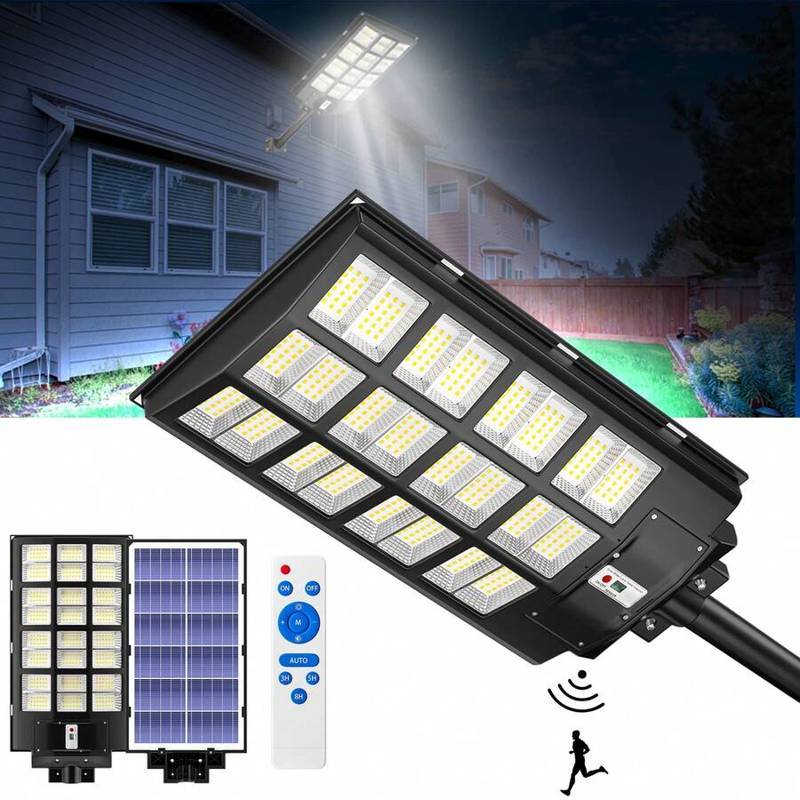 4800W Solar Street Lights Outdoor, 450000LM 6500K Powerful Solar Parking Lot Lights Commercial, Duks To Dawn Solar Flood Lights Outdoor With Motion Sensor For Yards, Driveways