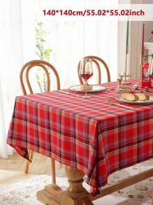 1 pieza Mantel de Navidad a cuadros vintage estilo americano, adecuado para cocina, comedor, sala de estar, decoración de fiesta navideña - Multicolor - Ver 37