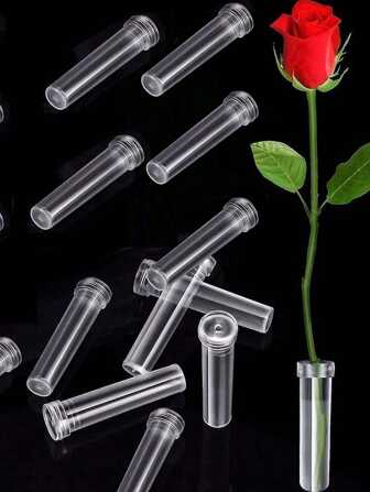 5/20/50 件装花卉水管 2.8 英寸塑料水管 花卉花瓶带盖 用于装饰插花