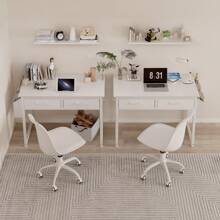 DLisiting White Small Desk With Fabric Drawers - 32 Inch Vanity Desk With Storage Drawer And Bag For Bedroom, Study Writing Table For Small Spaces, White - White - View 4
