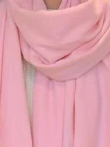 1 chiếc khăn choàng/khăn choàng tua rua bằng vải cashmere trơn màu dành cho nữ, dày và ấm, mùa thu/đông - Hồng - Xem 3