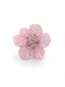 Mazuer 1pc Vintage Gold Tone Acrylic Oversized Simple Floral Ring, Fashionable Design For Women, Suitable As Graduation, Thanksgiving, Halloween, Teachers' Day, Back To School, Holiday, Party, Daily Wear