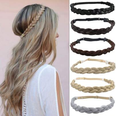  Yamel Braid Headband 20 Inch Ash Blonde Adjustable Headbands For Women Hair Plait Hairband Braided Headband Elastic