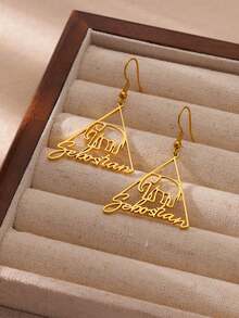 1 对个性化定制耳环几何大象简约优雅女士日常婚礼宴会佩戴节日礼物 - 金黃色 - 查看 6