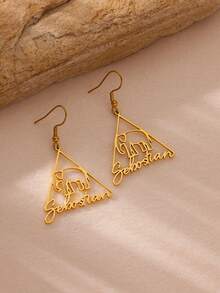 1 对个性化定制耳环几何大象简约优雅女士日常婚礼宴会佩戴节日礼物 - 金黃色 - 查看 5